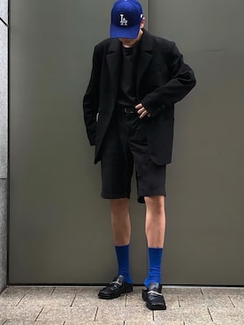 「NEW ERA（ニューエラ）のWEGO/【WEB限定】NEW ERA 9FORTY（キャップ、ブルー系）」を使った、attenti0nさん（メンズ）の夏コーディネート