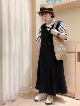 「マリンコーデ」｜「アイテム（ワンピース/ドレス）」を使った、orinaさん（レディース・153cm）の春コーディネート