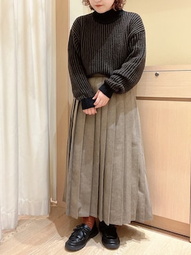 「ストライプニット」｜orinaさん（レディース・153cm）の冬コーディネート