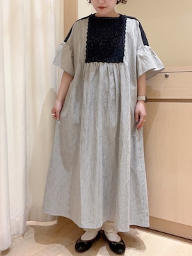 「ストライプワンピース」｜「アイテム（その他）」を使った、orinaさん（レディース・153cm）の春コーディネート