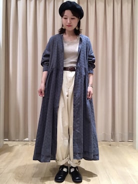 「羽織り」｜「アイテム（ハンチング/ベレー帽）」を使った、orinaさん（レディース・153cm）の夏コーディネート