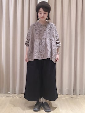 「リネンブラウス」｜「アイテム（その他）」を使った、orinaさん（レディース・153cm）の秋コーディネート