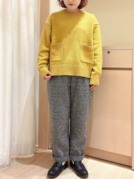 「マスタードイエロー」｜orinaさん（レディース・153cm）の冬コーディネート
