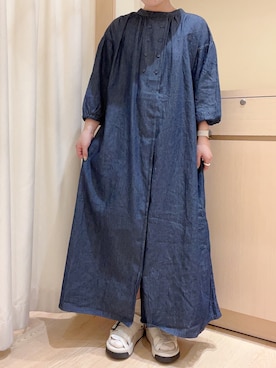 「デニムワンピース」｜「アイテム（その他）」を使った、orinaさん（レディース・153cm）の春コーディネート