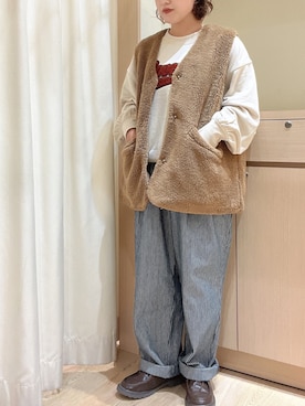 「ヒッコリーデニム」｜orinaさん（レディース・153cm）の秋コーディネート