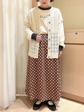 「ニットベスト」｜「アイテム（スウェット）」を使った、orinaさん（レディース・153cm）の冬コーディネート