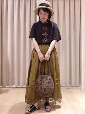 「スカラップ」｜「アイテム（その他）」を使った、orinaさん（レディース・153cm）の夏コーディネート