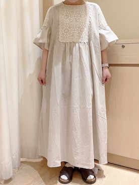 「Samansa Mos2（サマンサ モスモス）のモチーフレースワンピース（ワンピース）」を使った、orinaさん（レディース・153cm）の春コーディネート