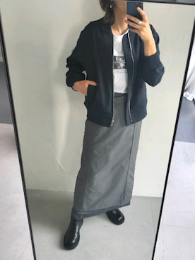 「秋冬」｜「アイテム（MA-1）」を使った、nishi3さん（レディース・161cm）の秋コーディネート