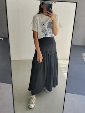 「UNIT CHEST（ユニットチェスト）のアイテム（トップス）」を使った、nishi3さん（レディース・161cm）の夏コーディネート