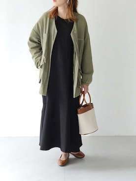 「select MOCA（セレクトモカ）のアイテム（ノーカラーコート）」を使った、nishi3さん（レディース・161cm）の冬コーディネート
