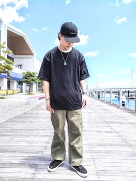 「バックプリント」｜KaWaMaさん（メンズ・175cm）の夏コーディネート