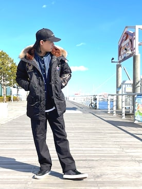 「SCHOTT」｜「アイテム（ミリタリージャケット）」を使った、KaWaMaさん（メンズ・175cm）の冬コーディネート