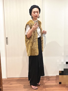 「ベストコーデ」｜「アイテム（ハンチング/ベレー帽）」を使った、yuさん（レディース・158cm）の秋コーディネート