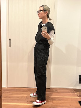 「CONVERSE（コンバース）のCONVERSE コンバース オール スター オックス / ALL STAR OX (MRN) 32163522（スニーカー）」を使った、yuさん（レディース・158cm）の秋コーディネート
