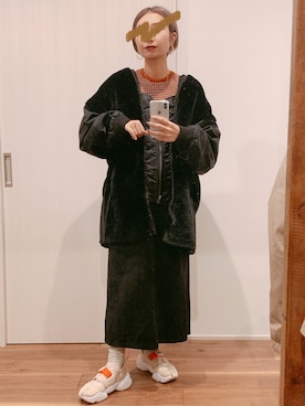 「etsinta（エシンタ）のアイテム（その他アウター）」を使った、yuさん（レディース・158cm）の冬コーディネート