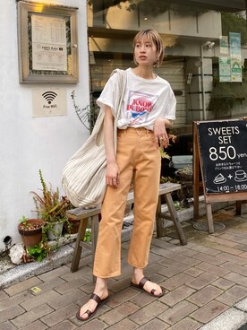 Ungrid アングリッド のデニムパンツ オレンジ系 を使った人気ファッションコーディネート Wear