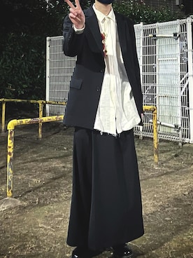 「1L SOMMOのアイテム（ジャケット/アウター、ブラック系）」を使った、淡路由宇吏さん（メンズ）の秋コーディネート