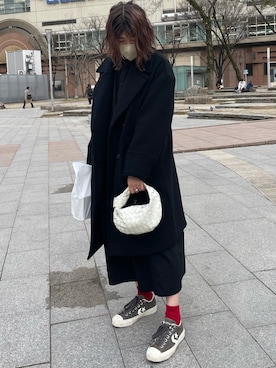 「カフェ巡り」｜「アイテム（ジャケット/アウター）」を使った、ユリさん（レディース・158cm）の冬コーディネート