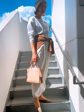 「no brand（ノーブランド）のアイテム（ストール/ショール）」を使った、bluestarさん（レディース・167cm）の夏コーディネート