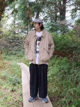 「アイテム（ハンチング/ベレー帽）」を使った、peanutsnmさん（メンズ・170cm）の冬コーディネート