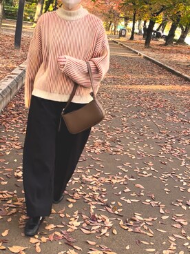 「select MOCA by son（セレクトモカバイソン）のアイテム（パンツ）」を使った、yu-naさん（レディース・156cm）の秋コーディネート