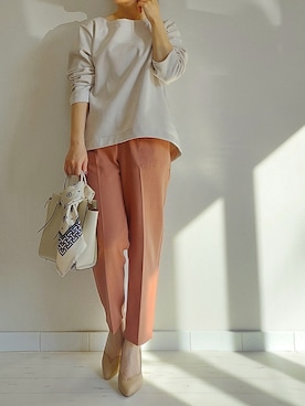 「M.deux（エムドゥ）のアイテム（Tシャツ/カットソー）」を使った、M.deux STAFF１さん（レディース・148cm）の冬コーディネート