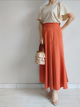 「M.deux（エムドゥ）のアイテム（スカート）」を使った、M.deux STAFF１さん（レディース・148cm）の夏コーディネート