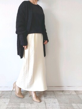 「M.deux（エムドゥ）のアイテム（カーディガン/ボレロ）」を使った、M.deux STAFF１さん（レディース・148cm）の冬コーディネート
