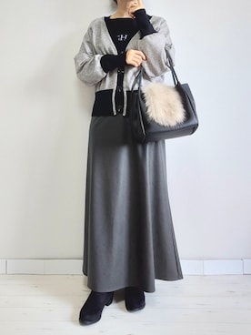 「M.deux（エムドゥ）のアイテム（カーディガン/ボレロ）」を使った、M.deux STAFF１さん（レディース・148cm）の秋コーディネート