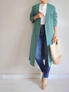 「M.deux（エムドゥ）のアイテム（その他アウター）」を使った、M.deux STAFF１さん（レディース・148cm）の春コーディネート