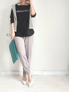 「M.deux（エムドゥ）のアイテム（Tシャツ/カットソー）」を使った、M.deux STAFF１さん（レディース・148cm）の秋コーディネート