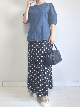 「M.deux（エムドゥ）のアイテム（スカート）」を使った、M.deux STAFF１さん（レディース・148cm）の春コーディネート