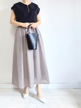 「M.deux（エムドゥ）のアイテム（Tシャツ/カットソー）」を使った、M.deux STAFF１さん（レディース・148cm）の夏コーディネート