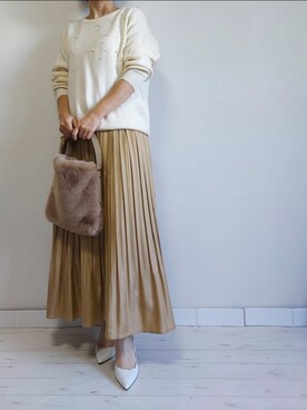 「M.deux（エムドゥ）のアイテム」を使った、M.deux STAFF１さん（レディース・148cm）の冬コーディネート