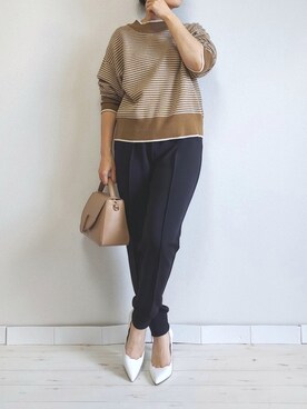 「M.deux（エムドゥ）のアイテム（パンツ）」を使った、M.deux STAFF１さん（レディース・148cm）の冬コーディネート