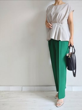 「M.deux（エムドゥ）のアイテム（パンツ）」を使った、M.deux STAFF１さん（レディース・148cm）の夏コーディネート