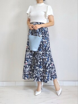 「M.deux（エムドゥ）のアイテム（ニット/セーター）」を使った、M.deux STAFF１さん（レディース・148cm）の夏コーディネート