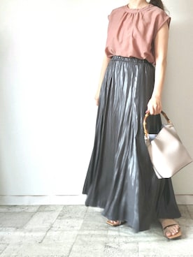 「アイテム（シャツ/ブラウス、ピンク系）」を使った、M.deux STAFF１さん（レディース・148cm）の夏コーディネート