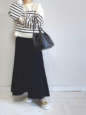 「M.deux（エムドゥ）のアイテム（スカート）」を使った、M.deux STAFF１さん（レディース・148cm）の冬コーディネート