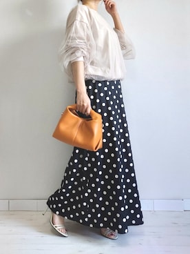 「M.deux（エムドゥ）のアイテム（スカート）」を使った、M.deux STAFF１さん（レディース・148cm）の春コーディネート