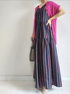 「M.deux（エムドゥ）のアイテム（ワンピース）」を使った、M.deux STAFF１さん（レディース・148cm）の夏コーディネート