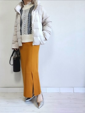 「M.deux（エムドゥ）のアイテム」を使った、M.deux STAFF１さん（レディース・148cm）の冬コーディネート