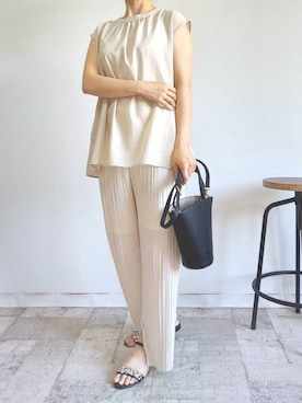 「M.deux（エムドゥ）のアイテム」を使った、M.deux STAFF１さん（レディース・148cm）の夏コーディネート