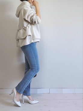 「M.deux（エムドゥ）のアイテム（パンツ）」を使った、M.deux STAFF１さん（レディース・148cm）の冬コーディネート