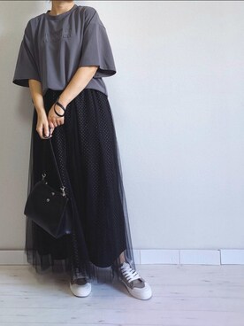 「M.deux（エムドゥ）のアイテム（スカート）」を使った、M.deux STAFF１さん（レディース・148cm）の秋コーディネート
