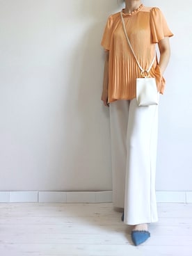 「M.deux（エムドゥ）のアイテム（パンツ）」を使った、M.deux STAFF１さん（レディース・148cm）の夏コーディネート