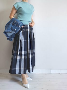 「M.deux（エムドゥ）のアイテム（スカート）」を使った、M.deux STAFF１さん（レディース・148cm）の春コーディネート