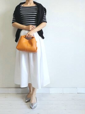 「M.deux（エムドゥ）のアイテム（スカート）」を使った、M.deux STAFF１さん（レディース・148cm）の春コーディネート