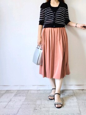 「M.deux（エムドゥ）のアイテム（ニット/セーター）」を使った、M.deux STAFF１さん（レディース・148cm）の夏コーディネート